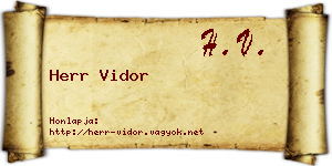 Herr Vidor névjegykártya